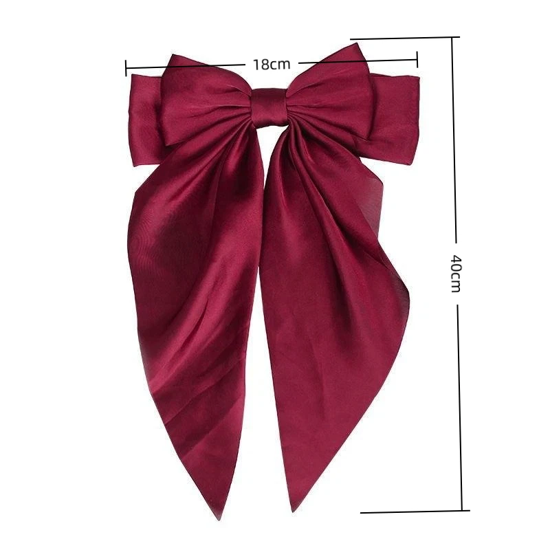 Koreanische Accessoires Haarspangen für Frauen und Mädchen, große Schleife aus festem Satin, lange Bandschleifen, Federklemme, Haarspange für Damen 2026 – Detail 13