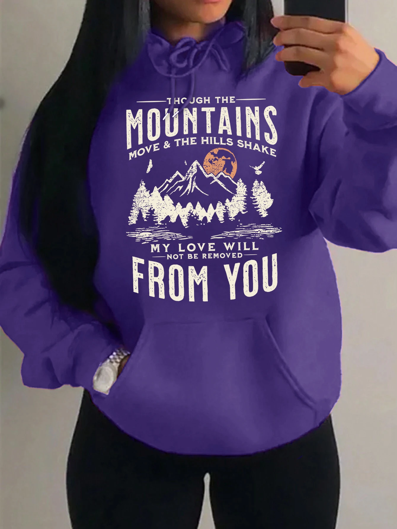 Mountains Setting Sun Creative Print Woman Hoodie Trendy Fleece Hoody Autumn New Clothing Fleece Milticolor Female Sweatshirt