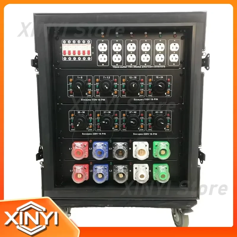 54-Way 16A Industrial LED Power Distribution Cabinet 19-Core Waterproof Plug-In Air Box with Large Screen US Standard