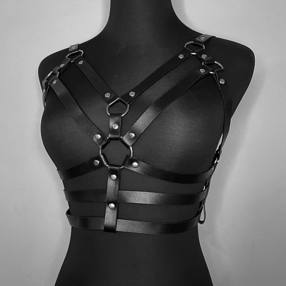Leather Harness for Women Belt Bdsm Lingerie Goth Straps Sexy Body Bra Suspenders Bondage Handmade Leather Underwear