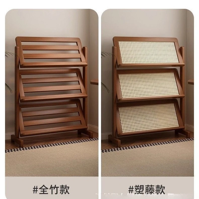 Nordic diagonal book storage rack, rounded corner solid wood picture book rack, study magazine rack, kindergarten book display