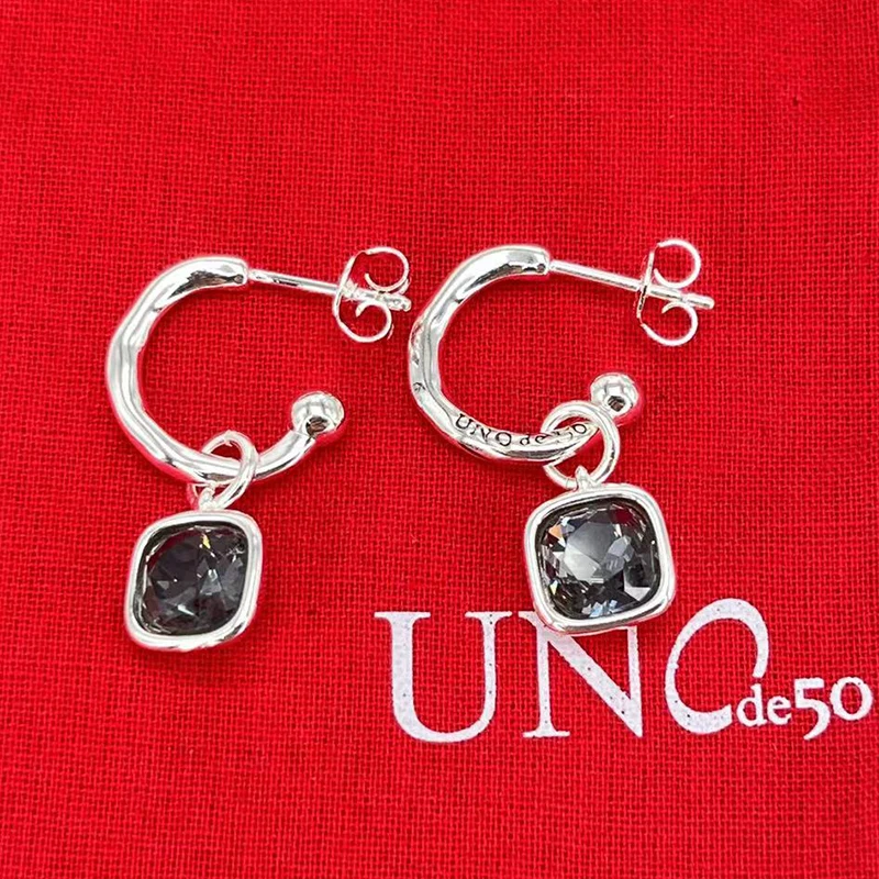 2024 UNode50 Spanish Popular Crowd Design Grey Black Gemstone Women's Earrings Festival Jewelry Gift Pack