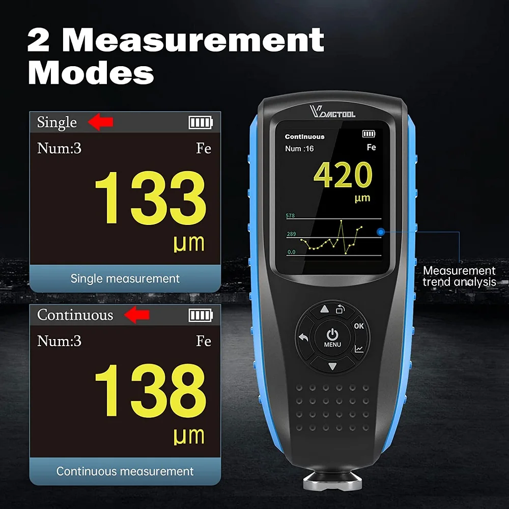 VDIAGTOOL VC300 Coating Thickness Gauge 0.1micron/0-1500 VC200 Car Paint Tester FE/NFE Measure Car Paint Film Thickness Tester