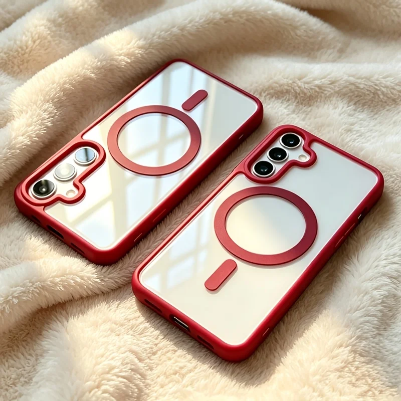 Nova Capa Magnética Fosca para Samsung Galaxy S25 Edge S26 S24 S23 FE S22 Plus Ultra para Carregador Sem Fio Magsafe