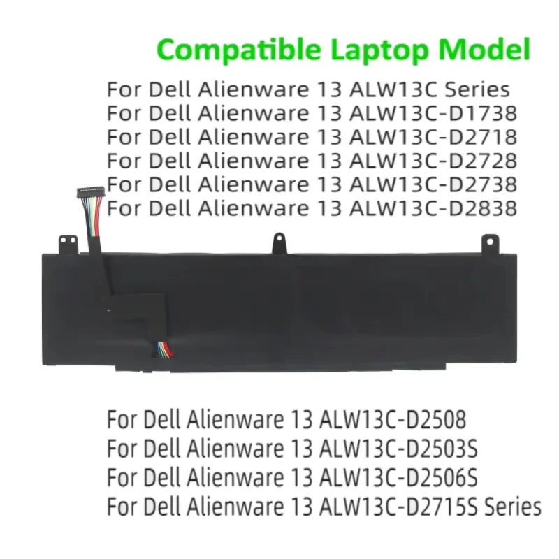 Applicable for Dell Alienware 13 R3 P81G P81G001 TDW5P Laptop Battery 76W 5000mah Long‑Lasting Battery Life Fast Shipping