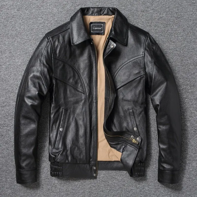 

2026 New Style Men's Large Size Leather Jacket Male Motorcycle Larger Version Loose Flight Suit Pure Head Layer Cowhide Coats