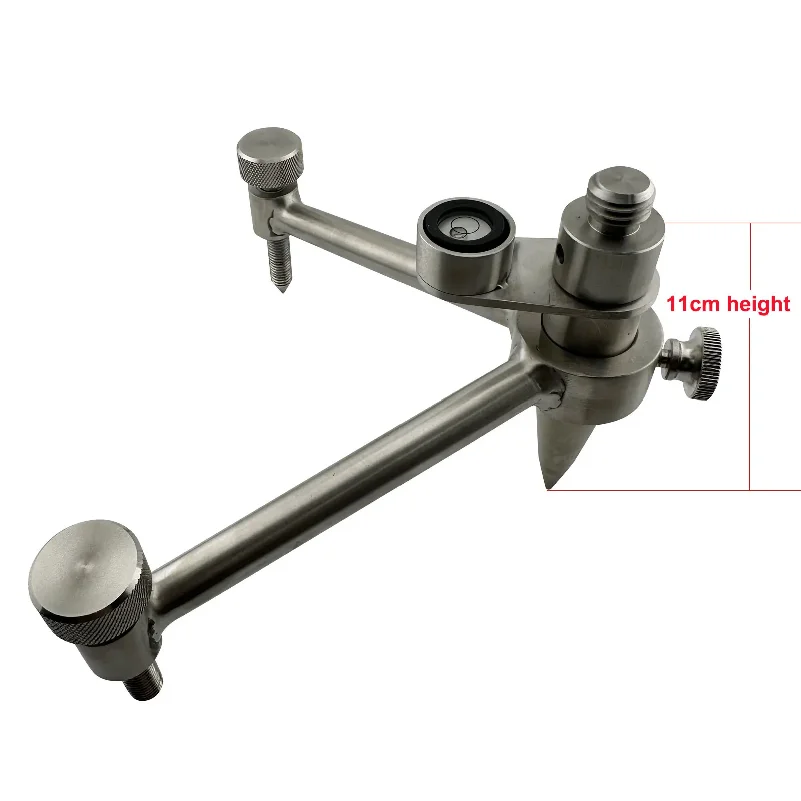 11cm height Mini Prism Tripod Silver Stainless Steel prism Pole blisters bubble for Leica and 58 Thread Surveying Total Station