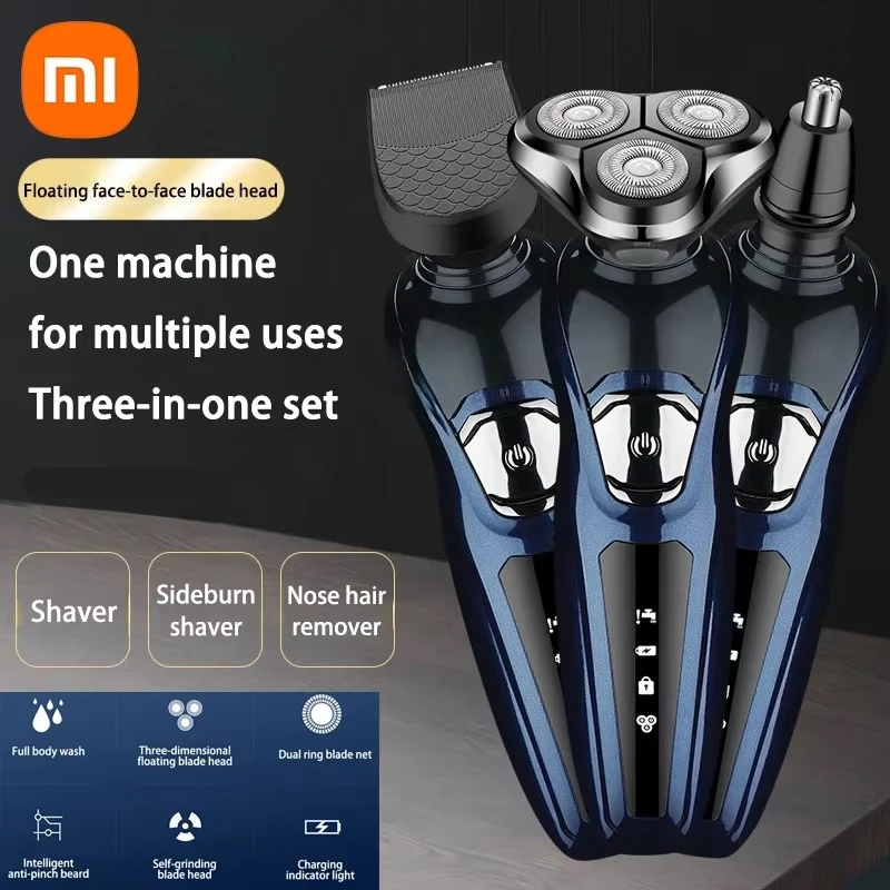 

Электробритва Xiaomi, роторная бритва двойного назначения для влажной и сухой уборки, триммер для бороды, перезаряжаемая машинка для стрижки волос, машинка для стрижки волос для мужчин