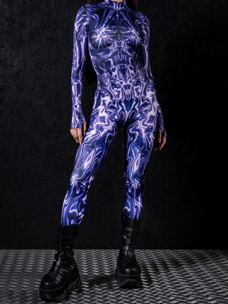 Bodysuit-Strumpfhose für Bühnenauftritte bei Feiertagspartys, neuer Unisex-Partner-Print-Rollenspiel-Jumpsuit, Punk-Muskel-Aerial-Yoga-Anzug – Detail 5