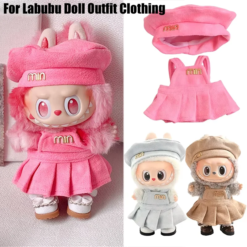 15 17cm para muñeca Labubu lindo vestido de estilo dulce traje de boina ropa coreana bolsa de lujo zapatos con capucha falda accesorios de ropa