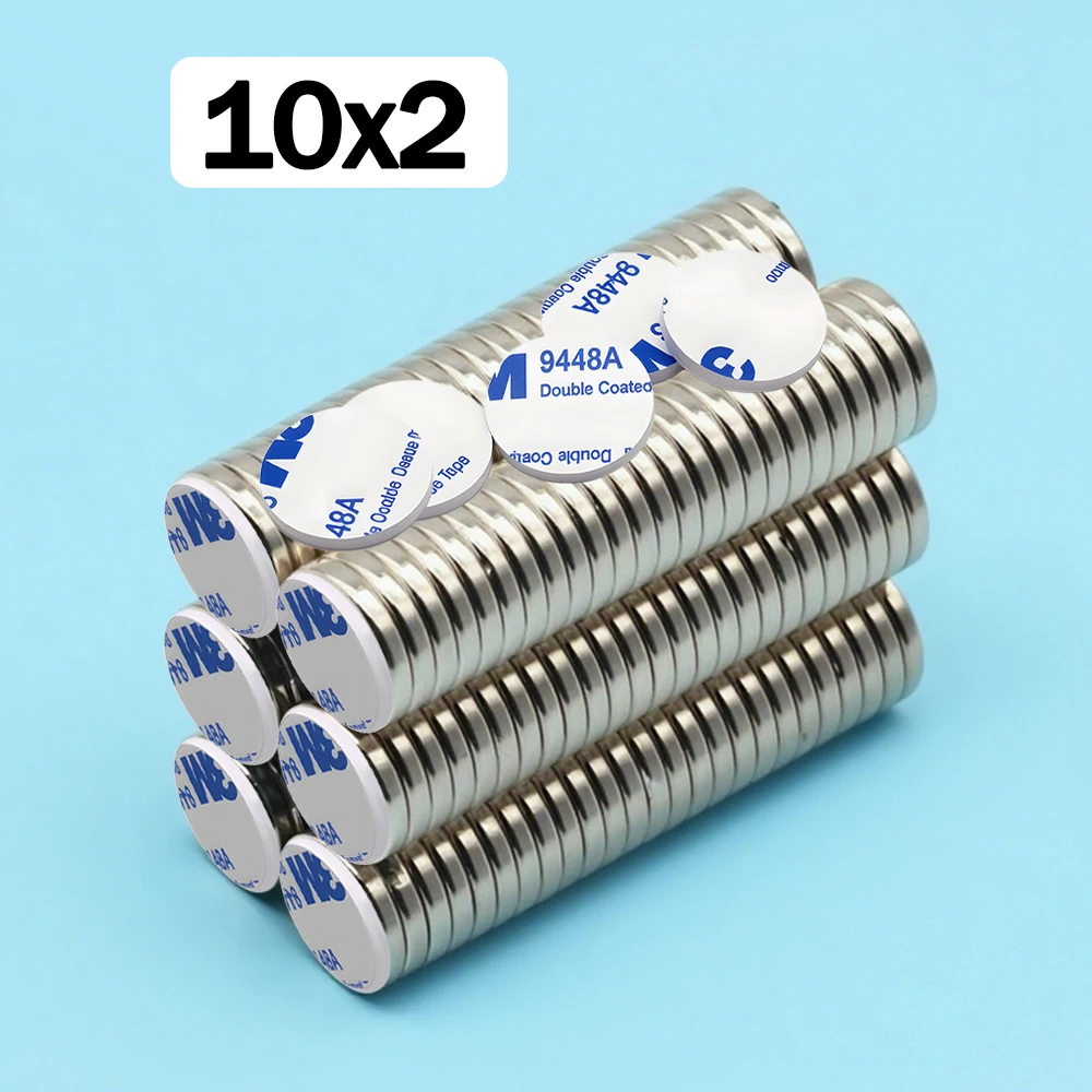 10x2mm Super Powerful Round Neodymium Magnet  With double-sided adhesive Magnet N35 Strong Permanent Magnetic imanes
