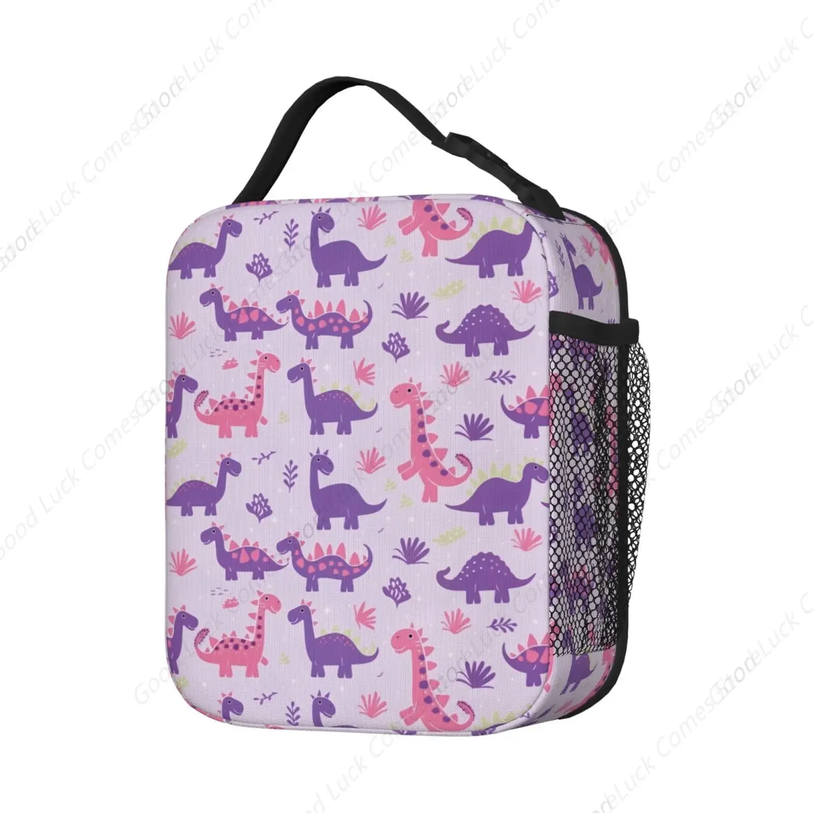 Lilac Dinosaur Lunch Box - Insulated Lunch Bags for Boys/Girls/Women/Men Detachable Handle Lunchbox Meal Tote Bag