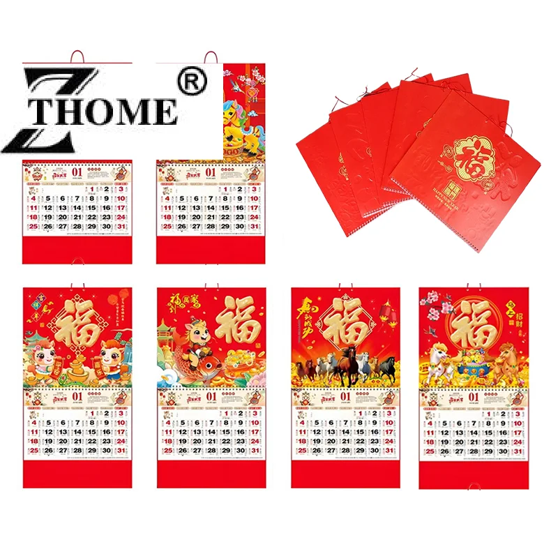 2026 Year The Horse Wall Calendar Chinese Lunar Date Calendars Hanging Tear Off Daily Calendar Lucky Character Home Office Decor