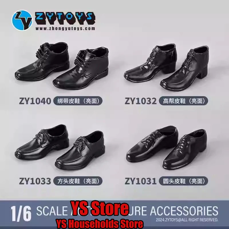 ZYTOYS ZY1031 ZY1032 ZY1033 ZY1040 1/6 Scale Man Soldier Square Round High Top Head Suit Hollow Leather Shoes For 12