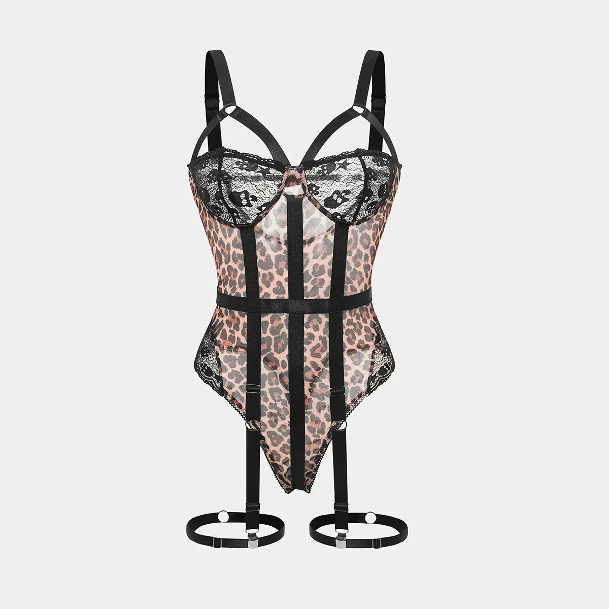بدلة نسائية من اللاتكس على شكل الفهد من الدانتيل الشبكي Strappy بدلة سباحة مثيرة ضيقة للتخسيس وإغراء ملابس سباحة مفتوحة المنشعب