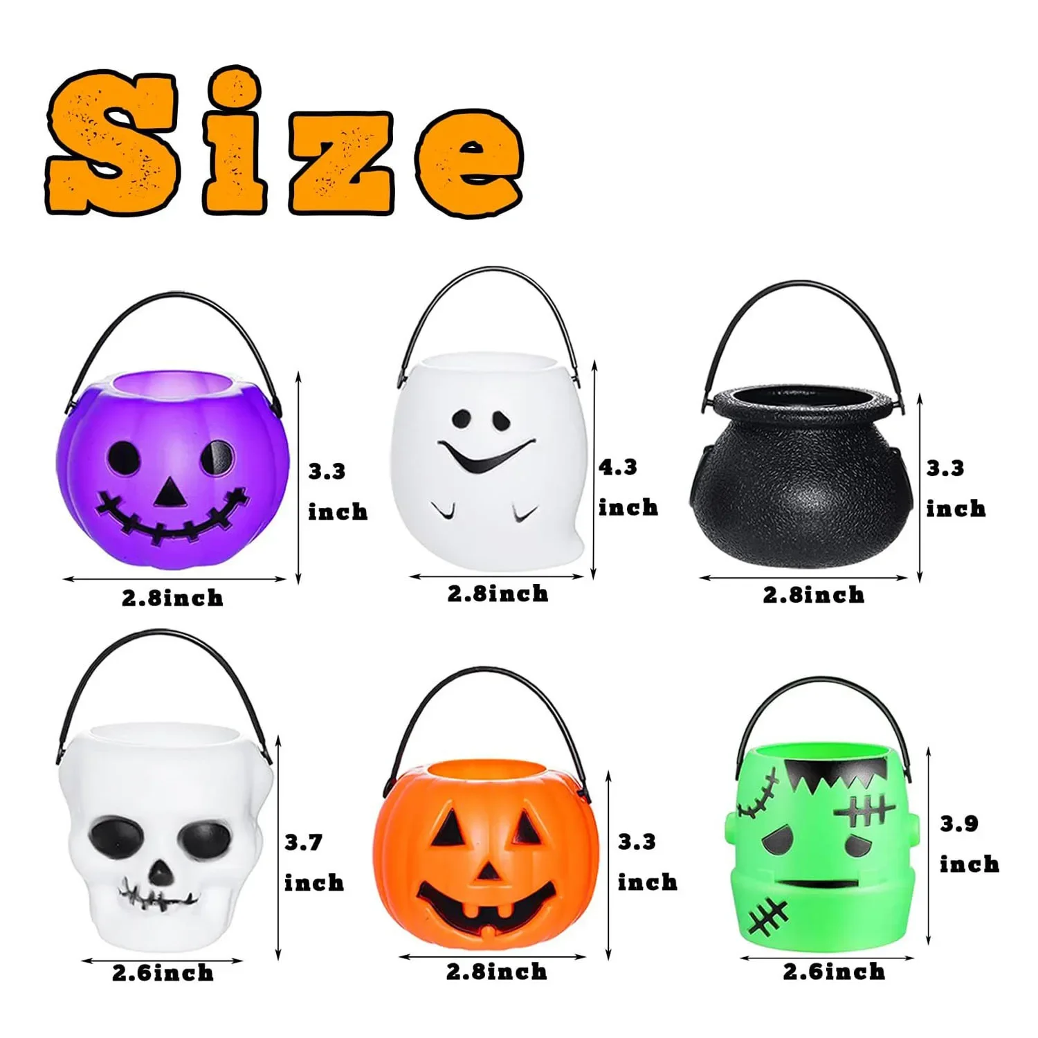 Halloween Candy Bucket Mini Candy Holder Pumpkin Skull Ghost Cat Witch Cauldron Trick or Treat Holder Containers Party Supplies