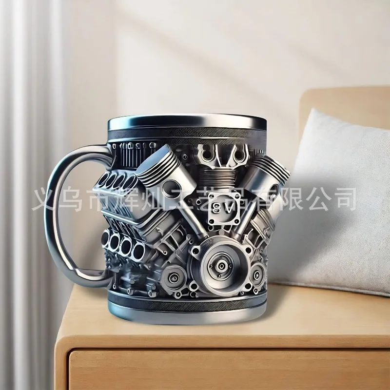 FOR  V8/V6 Engine Block Resin Mug High-End Mechanical Art Cup Car Lover Gift
