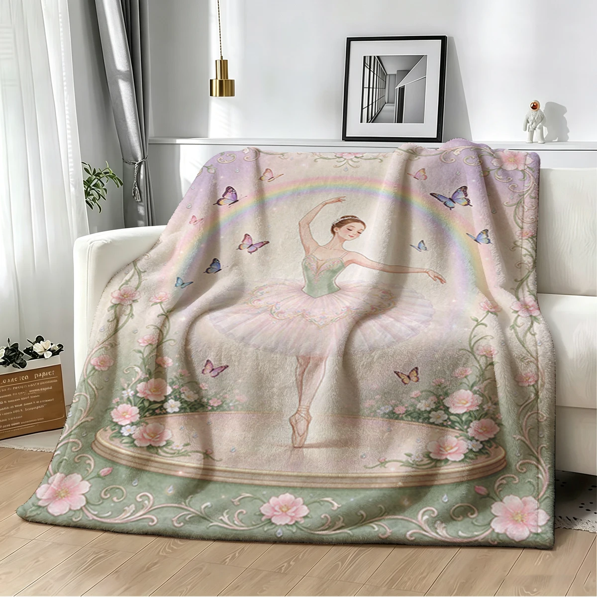 Ballerina Pearl Flannel Blanket Warm Soft Halloween Christmas Decorative Couch Warm Cozy All-Season Gift