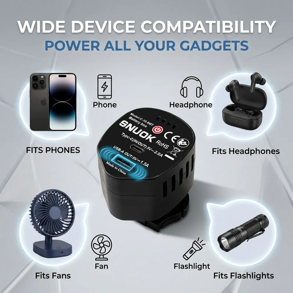 SNUOK 10.8V lithium battery pin dual-mode battery box, suitable for outdoor camping and emergency charging, FOR Makita batteries