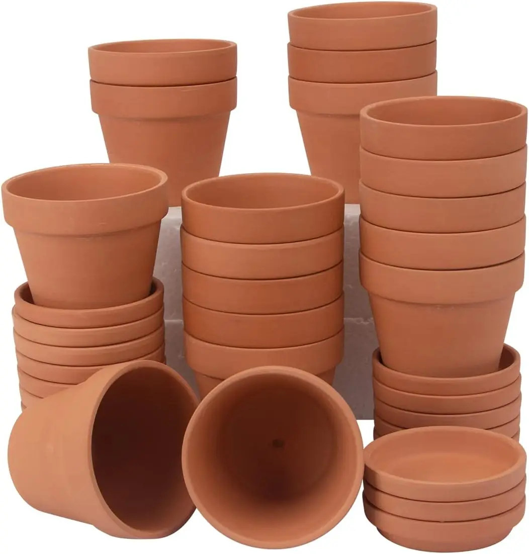 

[17 Pack] 4 inch Planter Nursery Pots Terracotta Pot Clay with Saucer Ceramic Pottery Cactus Flower Succulent Garden Ter