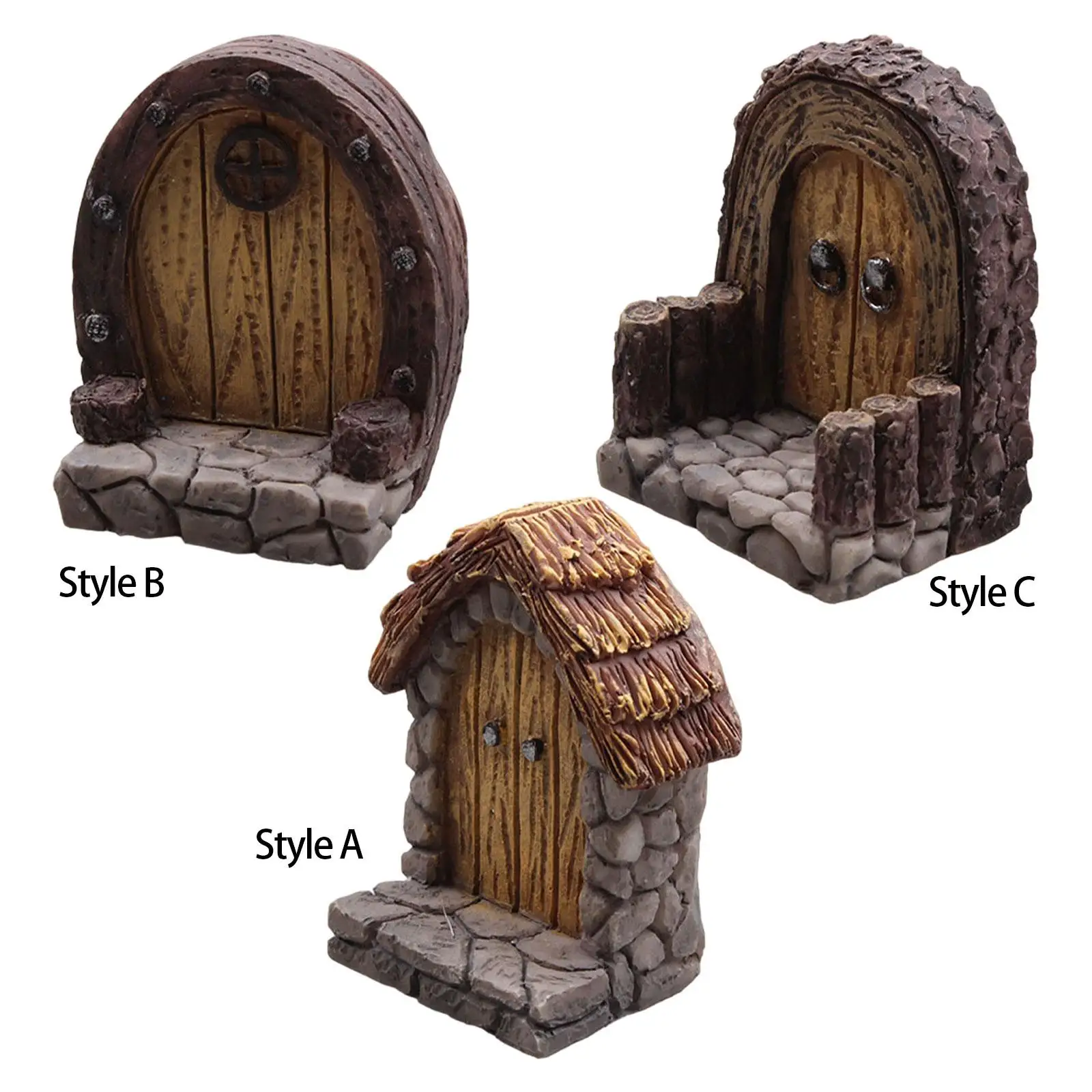 Miniature Garden Door Resin Craft Home Sculpture Outdoor Fairy Door for Patio and Lawn Decor