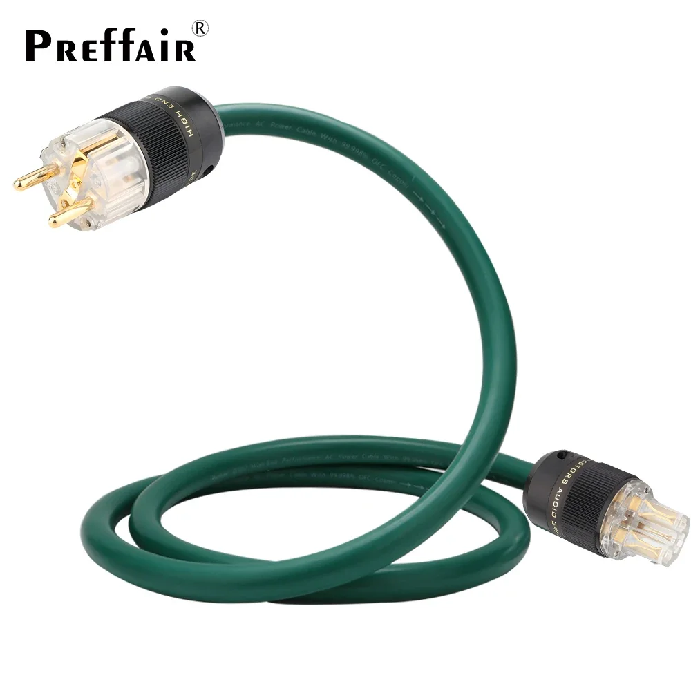 PREFFAIR High-Fidelity Audio Power Cable: 16mm PVC Insulated, Pure Copper & Silver Plated Conductors, EU/US Plug Options