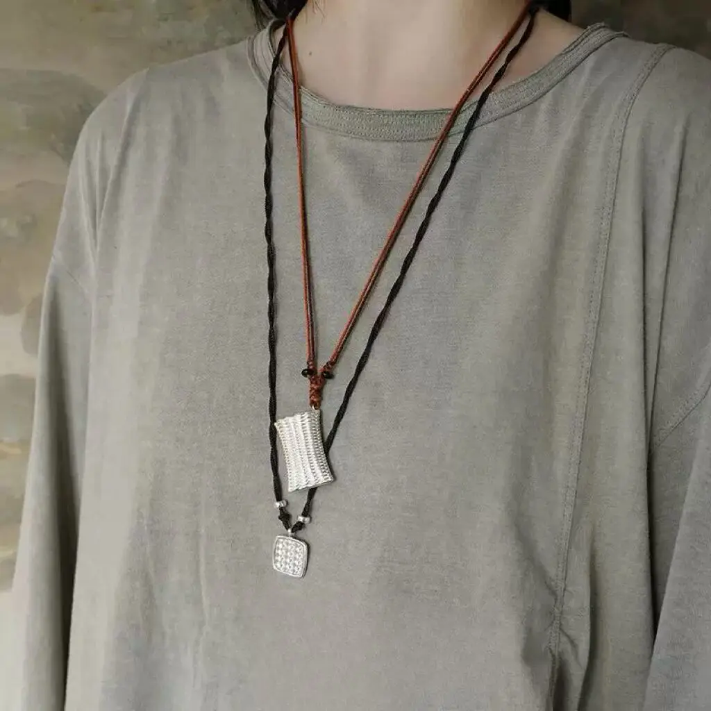 

Withered Knitted necklace, retro style basket pendant, sweater chain Jewelry Necklace Necklaces For Women