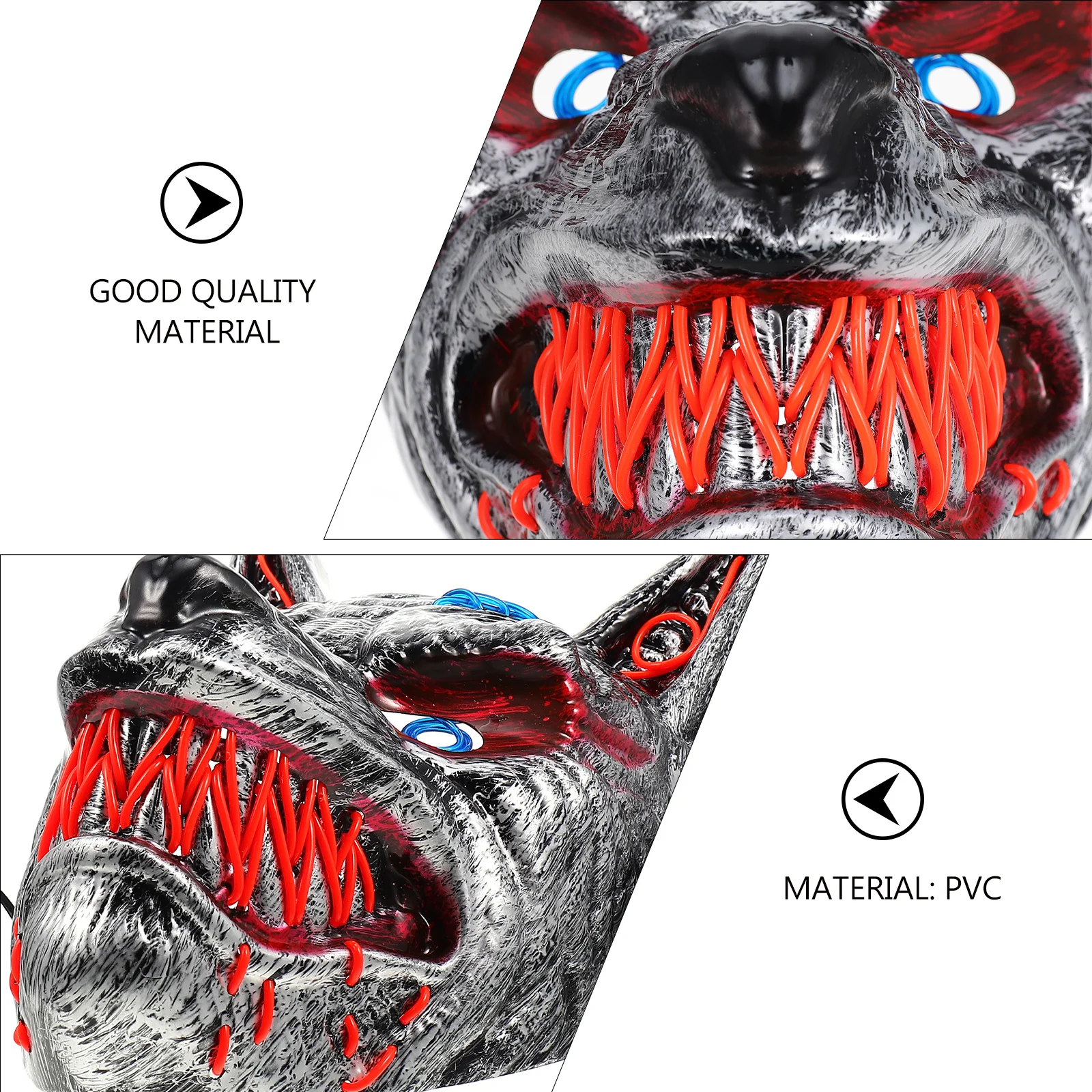 

1Pcs Horror Wolf Head Mask Glowing LED Light Up Halloween Scary Full Face Mask for Party Cosplay Party Supplies