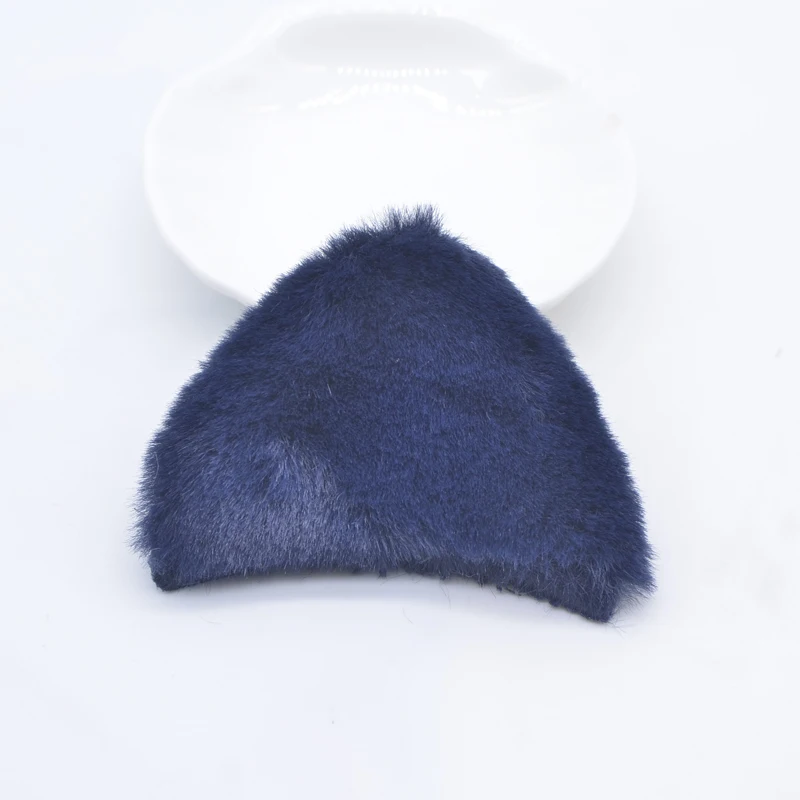 4Pcs 65*50mm Plush Patches Rabbit Hair Embellishment Cat Ear Appliques for Clothes DIY Hair Clips Headdress Decor Accessories