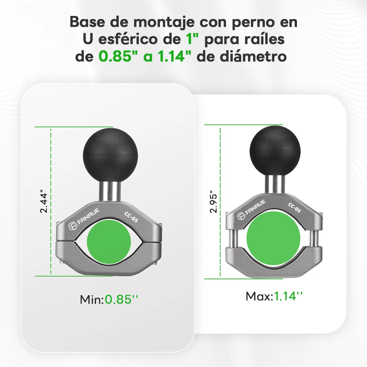 FANAUE aluminum alloy motorcycle handlebar phone holder 25mm/20mm/17mm ball head extension base is stable and non-slip image 5