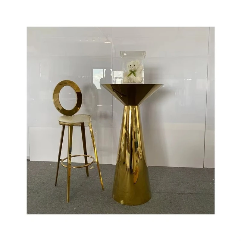 

Hotel restaurants and supermarkets with modern design of high-quality stainless steel round bar tables - wholesale