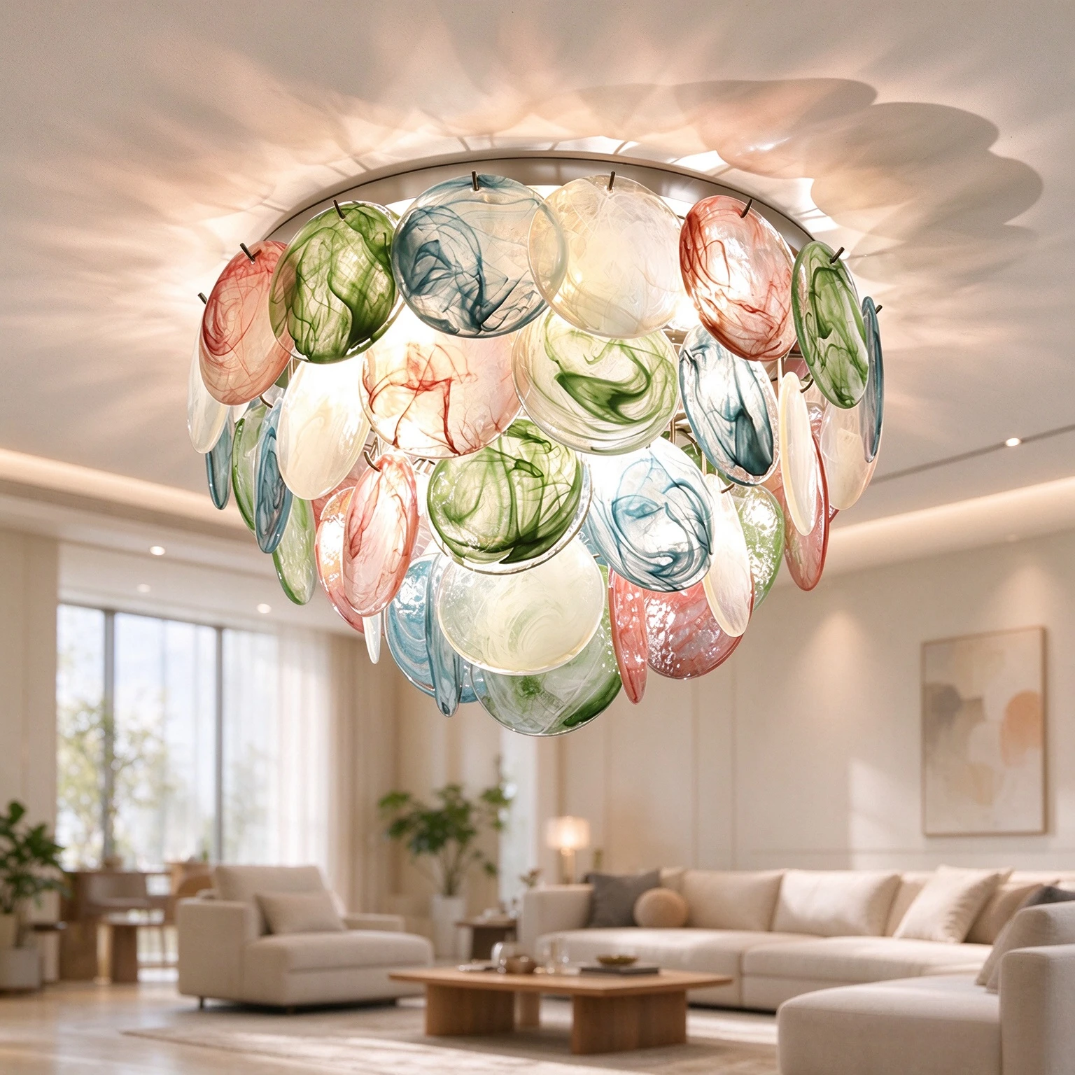 French Colored Glass Chandelier Light for Living Room Bedroom Bathroom Home Decor Ceiling Lamp Pendant  Indoor Lighting Fixture