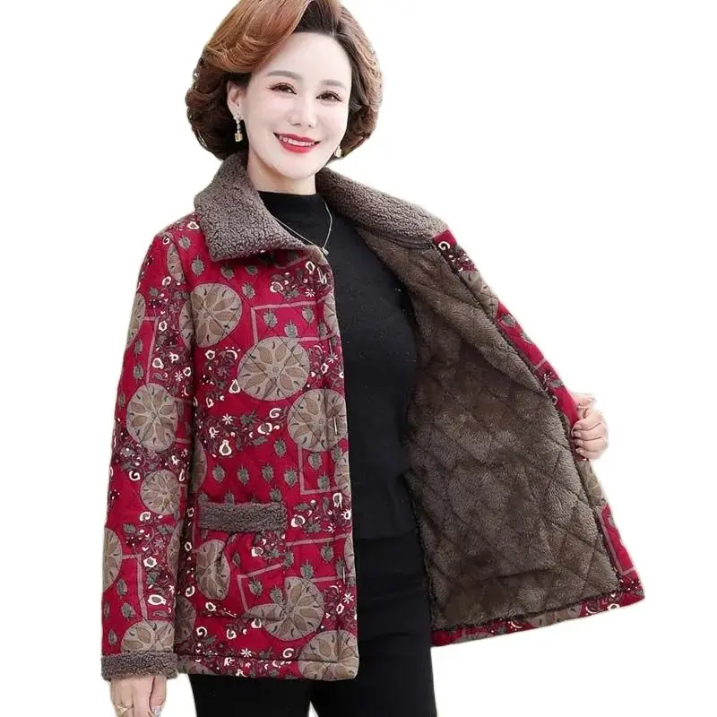 Mother Autumn Winter New Cashmere Coat 2023 Casual And Versatile Thin Warm Short Jacket Middle-Aged Women Thick  Jacket