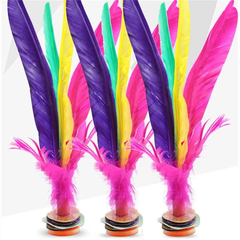 1pc China Traditional Jian Zi Balls Kick Shuttlecock Colorful Feathers Kick Shuttlecock for Outdoor Sports Physical Exercise