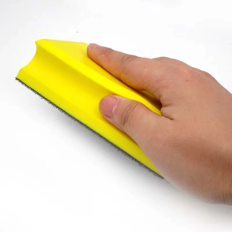 Manueller Schleifblock, Pu-Schleifpad, 71 x 120 mm, Polierpad, hintere Hakenschlaufe, Schleifblock zum Schleifen von Holz