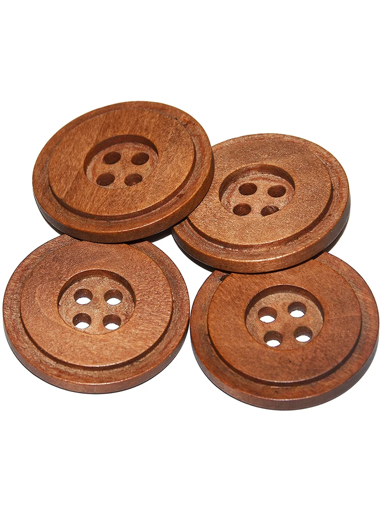 Fire Big Double-Deck Wooden Buttons, Stereoscopic Round Buttons, Sewing Accessories, Clothes, 5PCs, 10PCs, 15PCs, 30mm