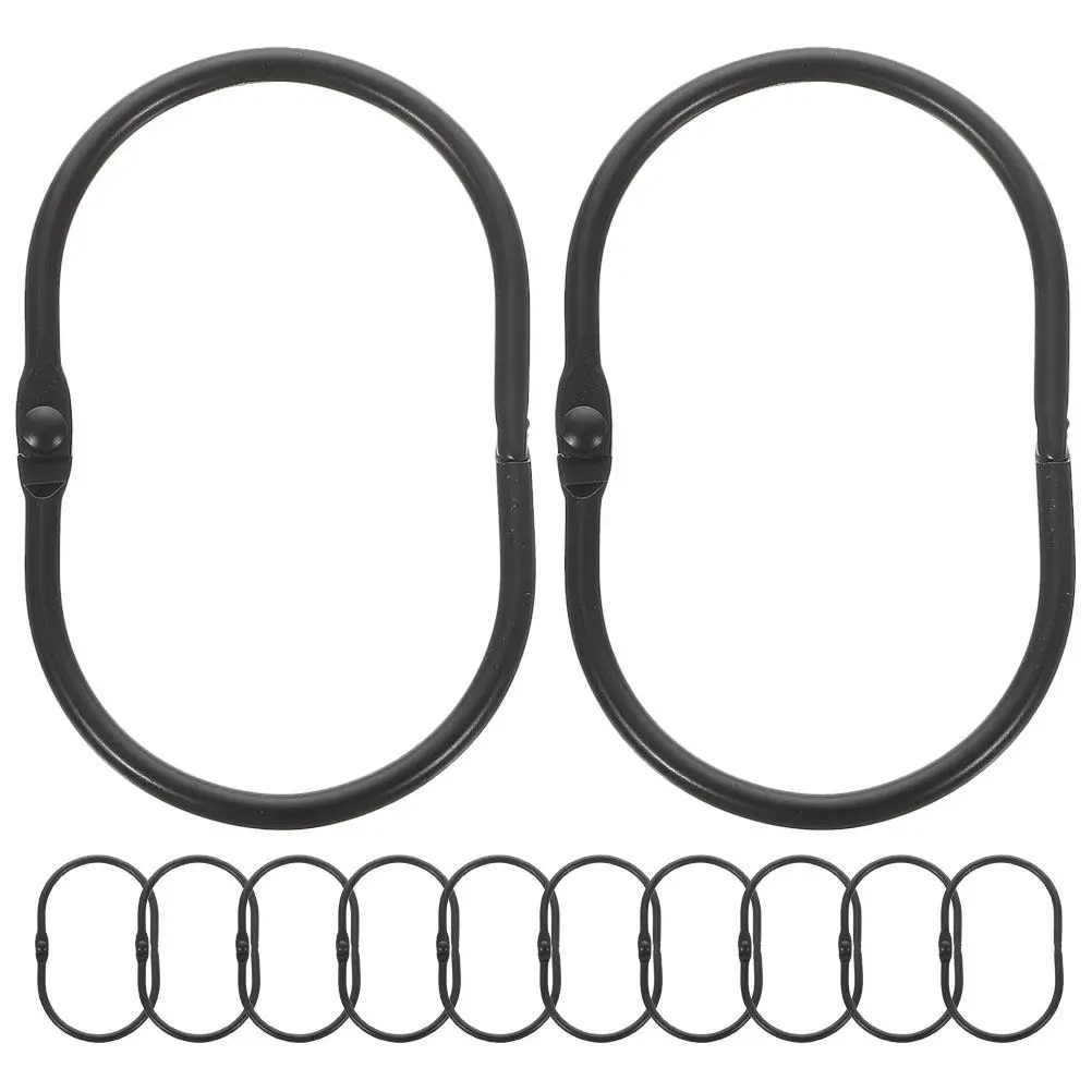 12Pcs Thick Sturdy Metal Shower Curtain Rings Oval Shape Bathroom Hooks Easy Clean Non Accumulating Dirt Smooth Sliding Rust
