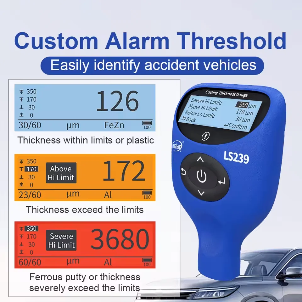 Linshang Automotive Paint Meter Expert Edition with Auto-Substrate ID for Iron Galv Body Filler APP Report 999 Data Record
