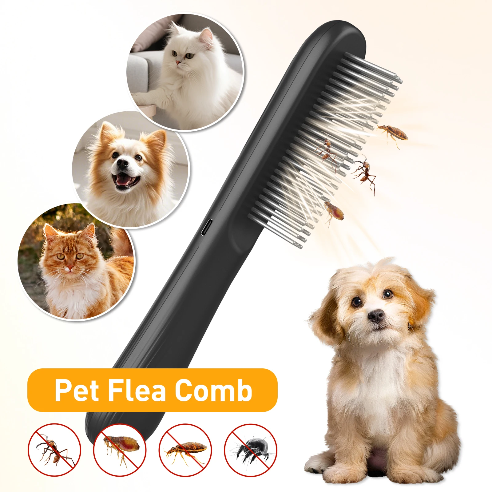 

Dog Cat Electric Flea Comb & Grooming Brush - Anti Lice Remover Tool with Grabber Teeth, Pet Hair Cleaner Tool Fast Shipping