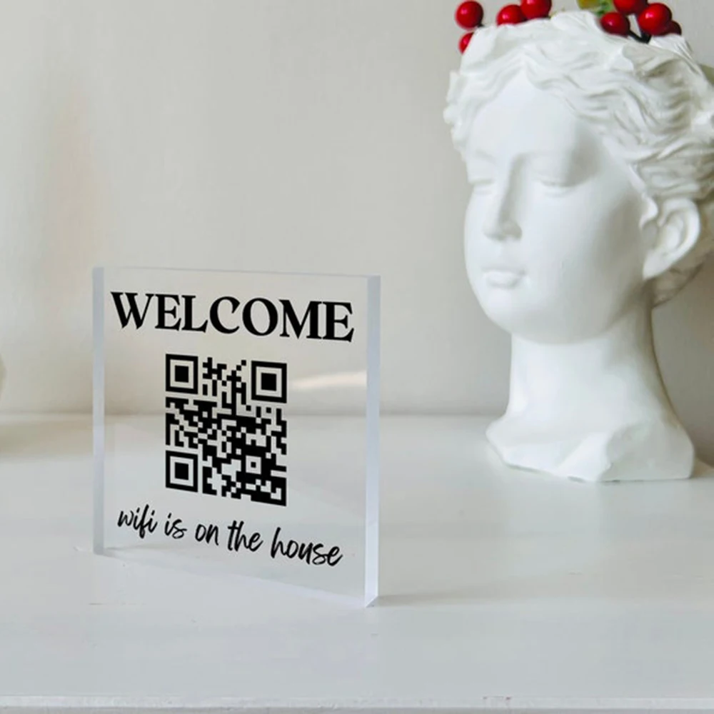 مخصص واي فاي رمز الاستجابة السريعة علامة الزخرفية شخصية واي فاي كلمة المرور عرض اللوحة هدية منزلية جديدة للمنزل مكتب مقهى مطعم #2