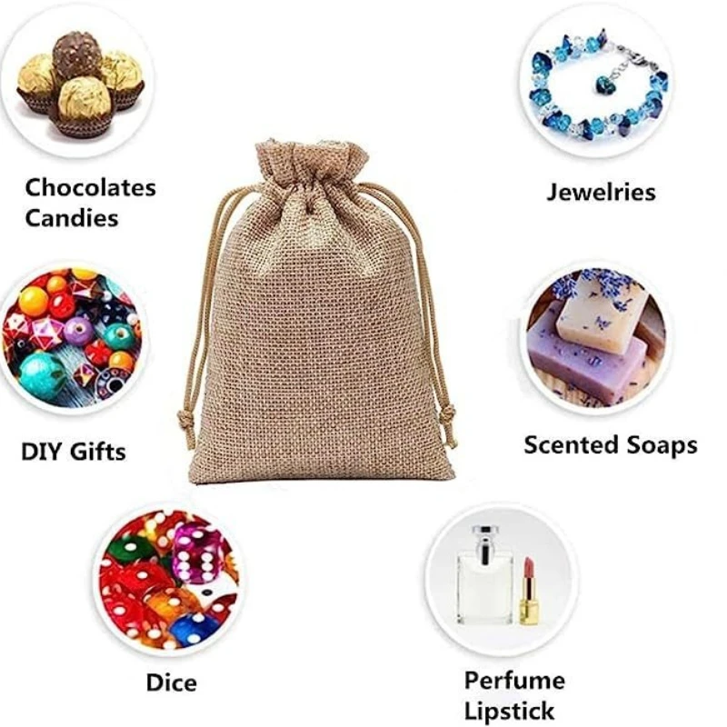 10X14 Linen Drawstring Bundle Bag Wedding Party Gift Bag Christmas Jewelry Bag Diy Linen Bag Minimalist Style