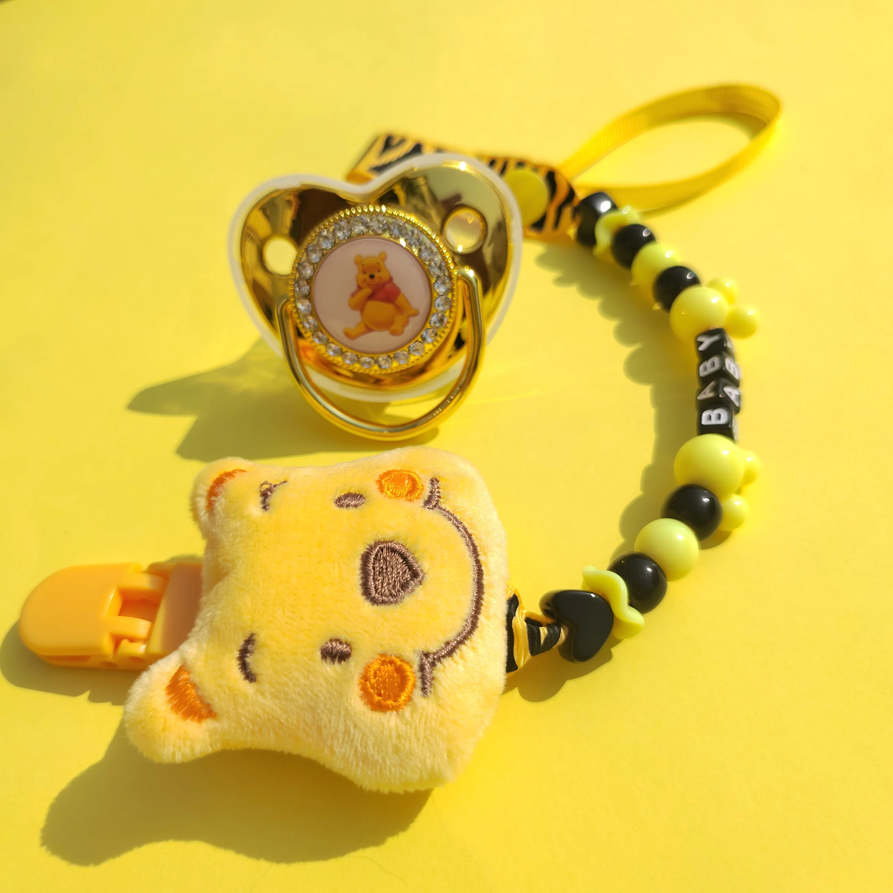 Disney cartoon animal print Mute Holder Chain clip and Pacifier baby new fashion baby gift Baby bath gift for moms and kids0-36M