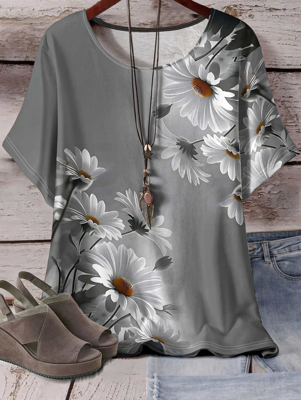 2026 Women's T-Shirt 3D Floral Pattern Print Short Sleeve O-Neck Short Sleeves Tees Graphic T-Shirts Oversized Women' S Clothes view 2