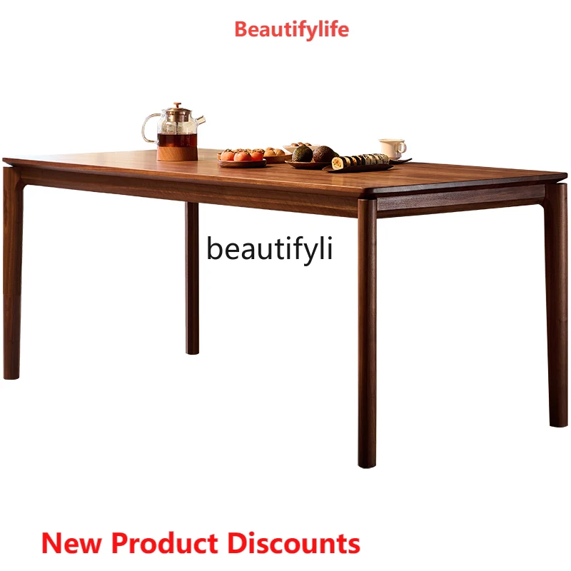 

01A North America Black Walnut Wood Table Nordic Solid Wood Rectangular Table Home Dining Table Desk