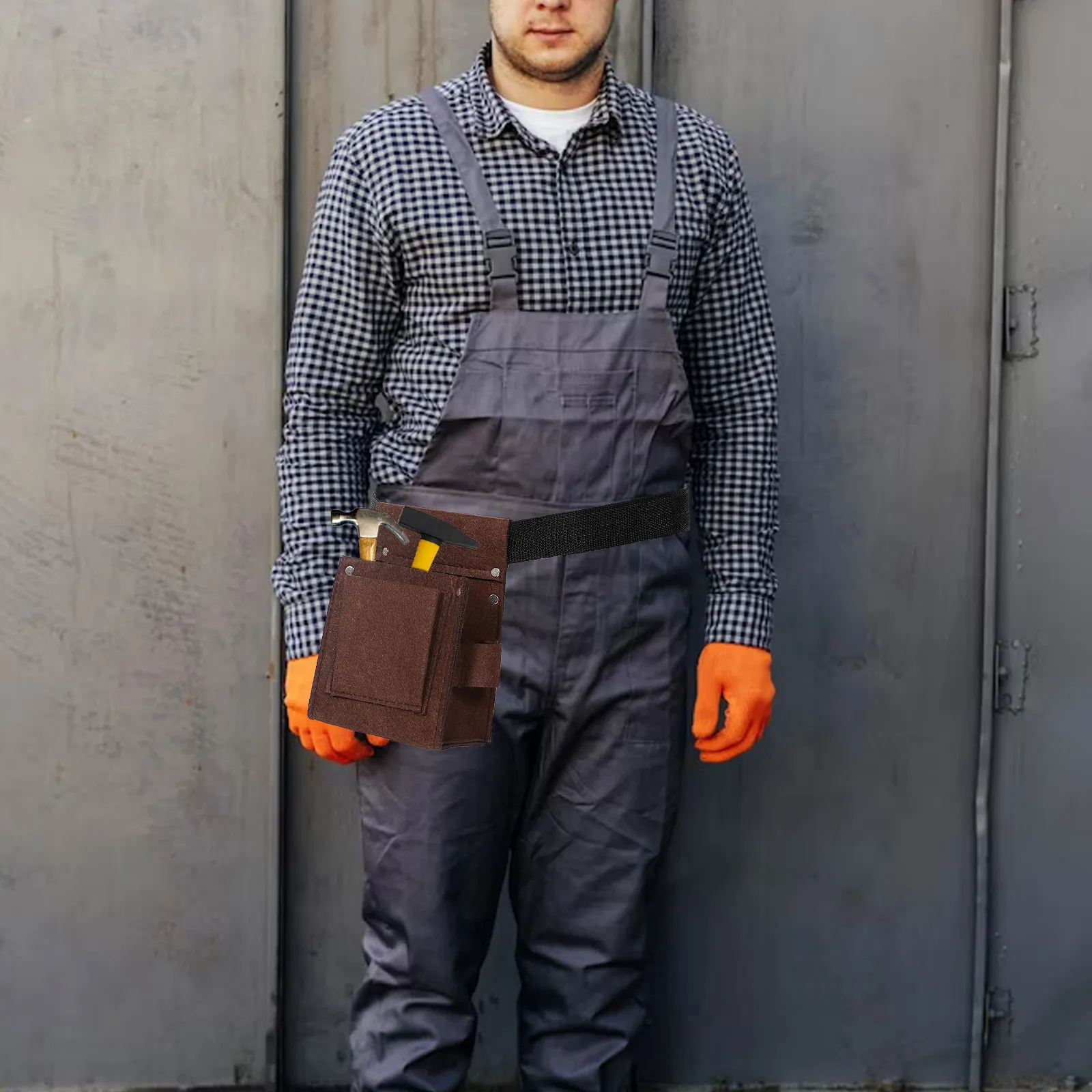 Compact Tool Belt Bag Heavy Duty Construction Tool Belt Pouch Small Lightweight Design with Organizer Pockets for Carpentry Work