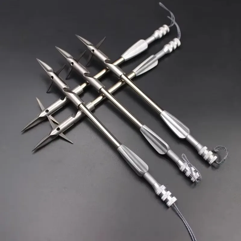 

2pcs Dart with Rear Wing Arrow Smoother Entry Deep Water Sharp Fish Dart Head Suit Reel Fish Dart Hunting Shooting Fishing