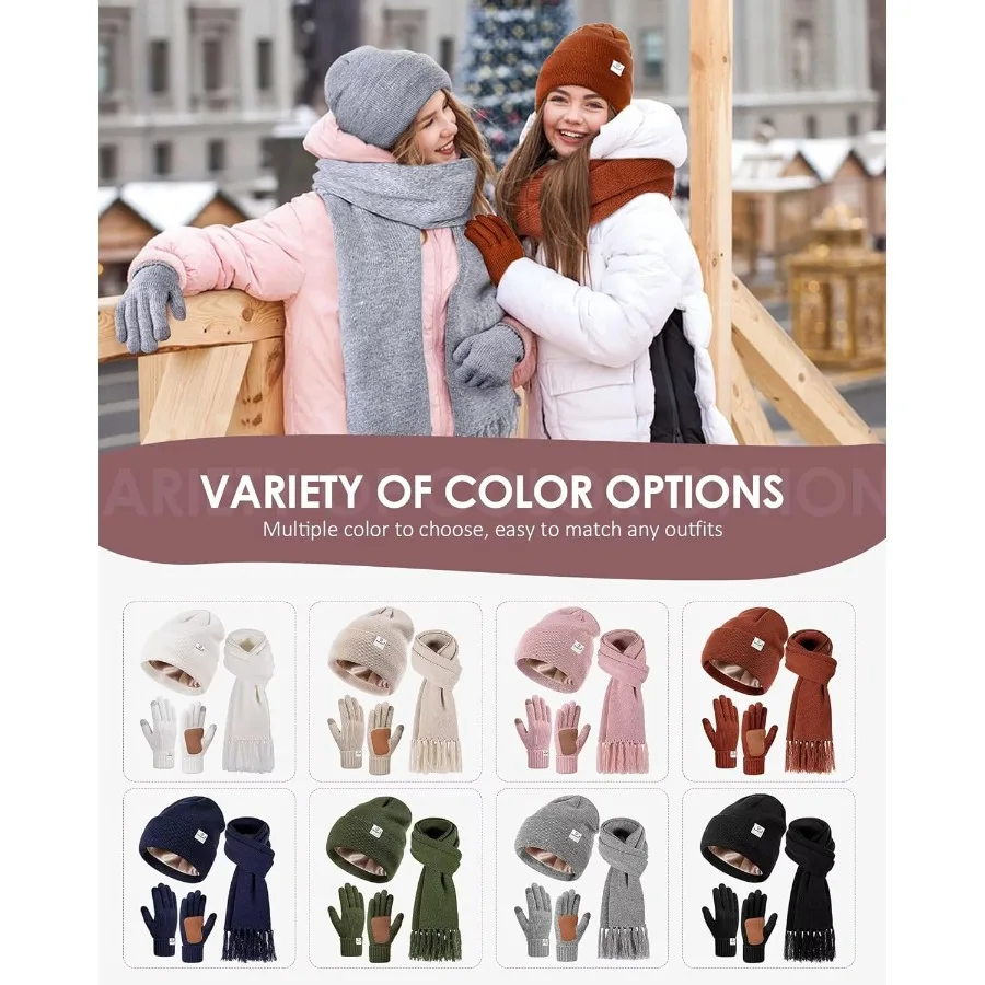 المرأة الساتان اصطف قبعة وشاح قفازات مجموعة الحرير اصطف الشتاء القبعات وشاح متماسكة قفازات لمس للطقس البارد في الهواء الطلق Activ