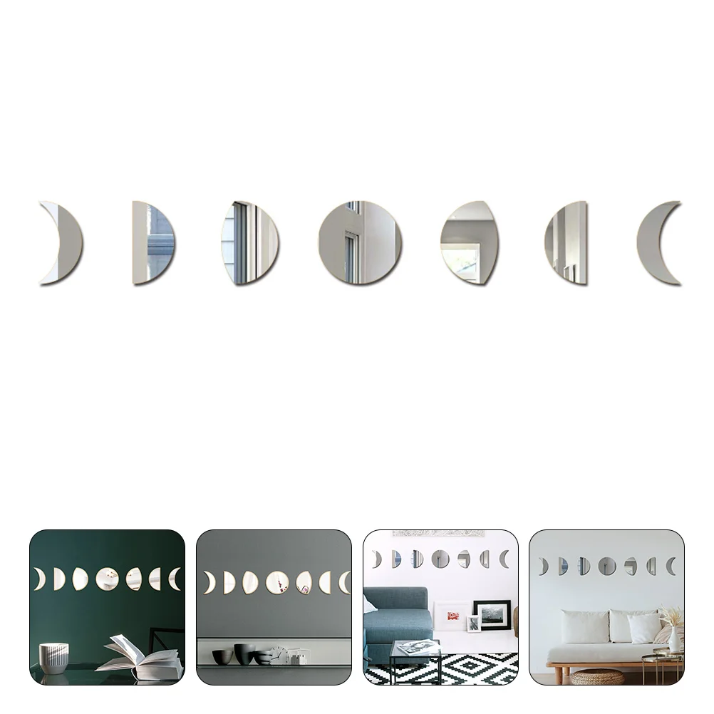 

1 Set Moon Phase Mirror Decor Acrylic Mirrors Home Bedroom Bathroom Living Room Decorative Set Adhesive Easy Install Remove