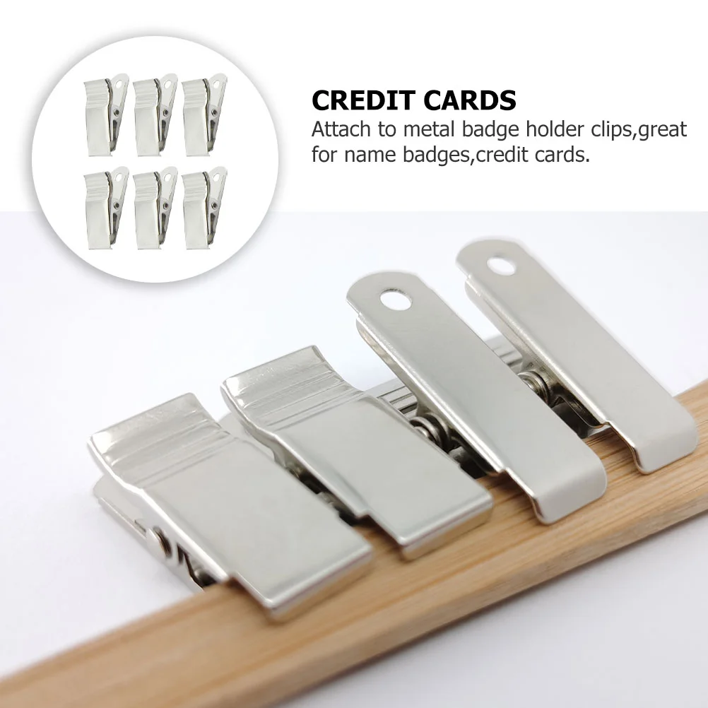 100 Pcs Certificate Badge Holders Strengthened Straps Metal Clasp Binder Clips Reel Chic Portable Creative Spring Work