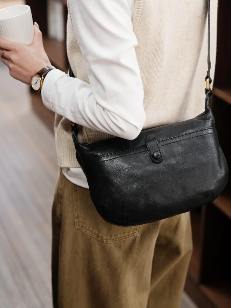 

PNDME casual designer vegetable tanned cowhide women's shoulder crossbody bag daily party genuine leather ladies' underarm bag